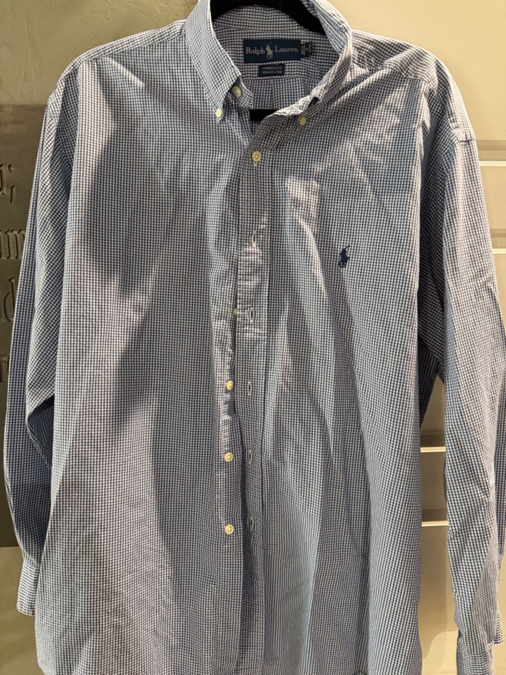 Ralph Lauren Men’s Navy and White Micro-Check Button-Down Shirt